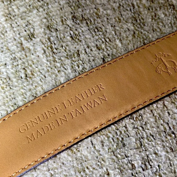 Brooks Brothers Stitched Leather Belt with Brass Buckle Size 34